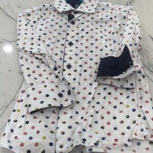 Kids Polka Dot Button Down Shirt - White with Multicolor Dots